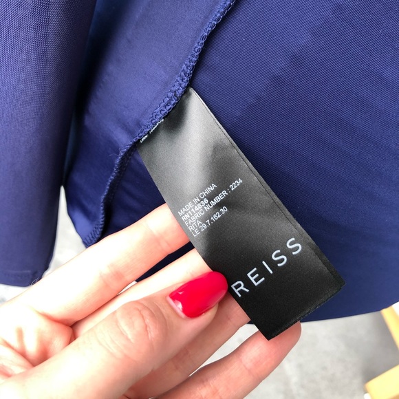 Reiss Rita Mesh Sleeves Bodycon Dress in Indigo - Picture 7 of 13